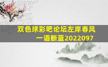 双色球彩吧论坛左岸春风一语断蓝2022097