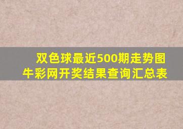 双色球最近500期走势图牛彩网开奖结果查询汇总表