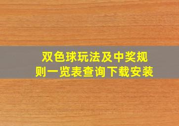 双色球玩法及中奖规则一览表查询下载安装