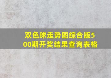 双色球走势图综合版500期开奖结果查询表格