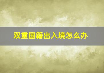 双重国籍出入境怎么办