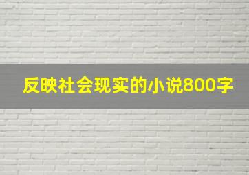 反映社会现实的小说800字