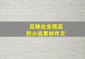 反映社会现实的小说素材作文