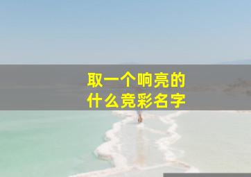 取一个响亮的什么竞彩名字