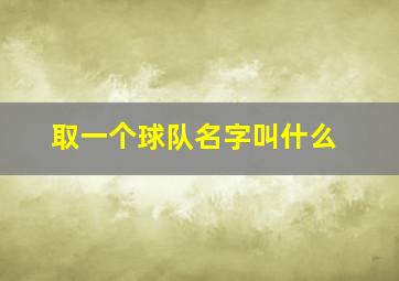 取一个球队名字叫什么