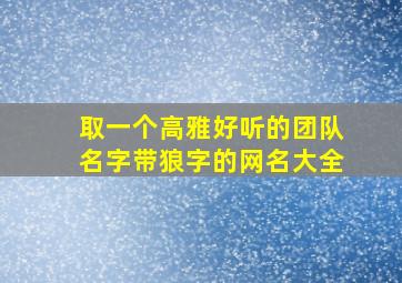 取一个高雅好听的团队名字带狼字的网名大全