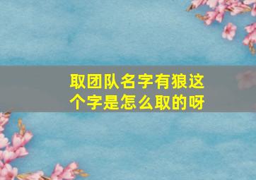 取团队名字有狼这个字是怎么取的呀