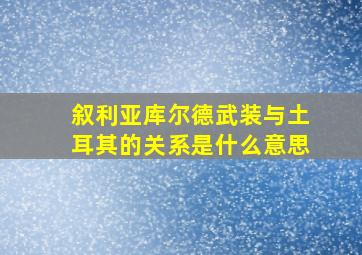 叙利亚库尔德武装与土耳其的关系是什么意思