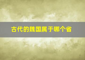 古代的魏国属于哪个省