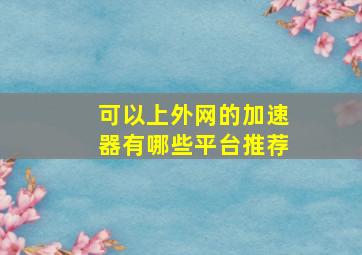 可以上外网的加速器有哪些平台推荐