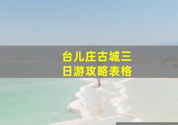 台儿庄古城三日游攻略表格