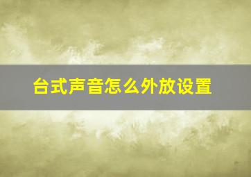 台式声音怎么外放设置