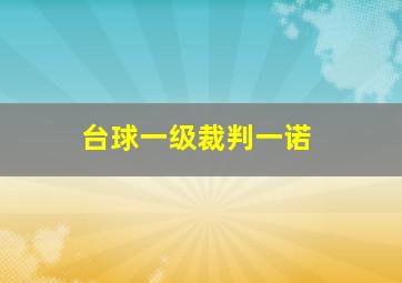 台球一级裁判一诺