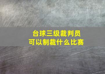 台球三级裁判员可以制裁什么比赛