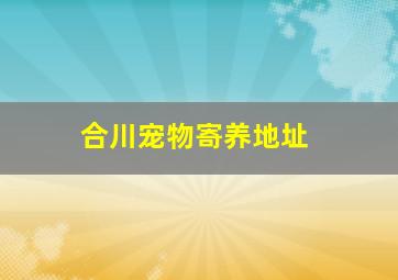 合川宠物寄养地址