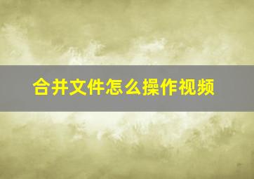 合并文件怎么操作视频