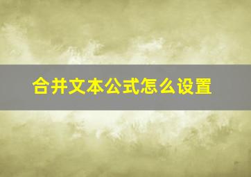 合并文本公式怎么设置