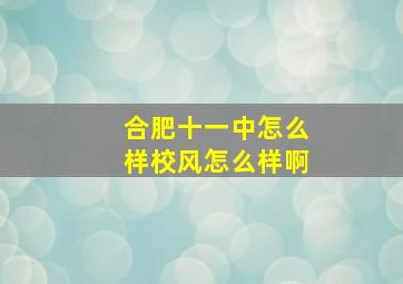 合肥十一中怎么样校风怎么样啊