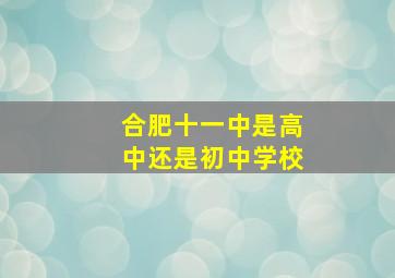 合肥十一中是高中还是初中学校