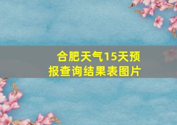 合肥天气15天预报查询结果表图片