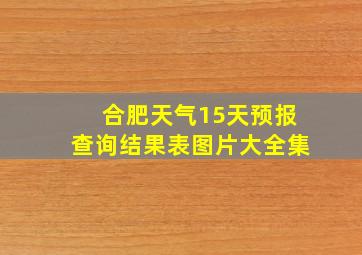 合肥天气15天预报查询结果表图片大全集