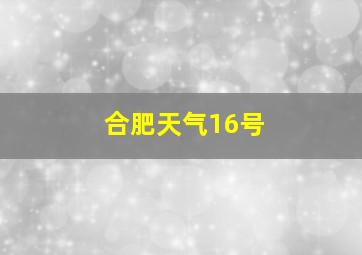 合肥天气16号