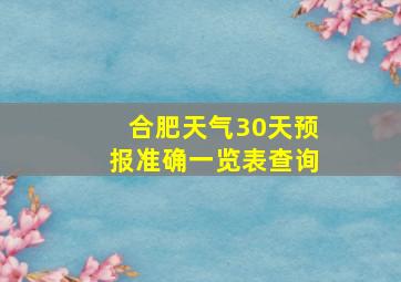 合肥天气30天预报准确一览表查询