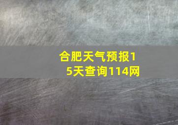 合肥天气预报15天查询114网