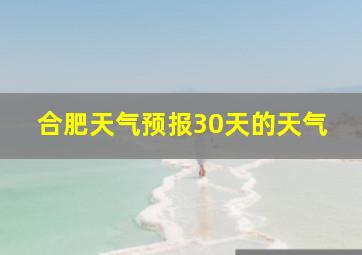 合肥天气预报30天的天气