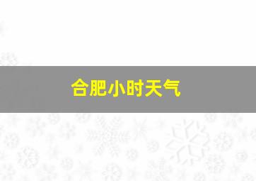 合肥小时天气