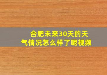 合肥未来30天的天气情况怎么样了呢视频