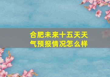 合肥未来十五天天气预报情况怎么样