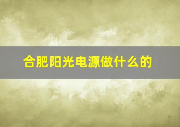 合肥阳光电源做什么的