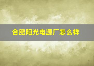 合肥阳光电源厂怎么样