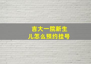 吉大一院新生儿怎么预约挂号