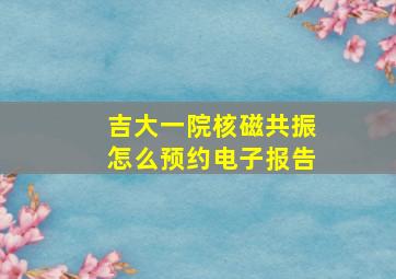 吉大一院核磁共振怎么预约电子报告