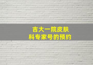 吉大一院皮肤科专家号的预约