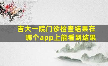 吉大一院门诊检查结果在哪个app上能看到结果