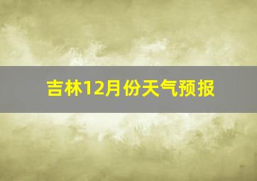 吉林12月份天气预报