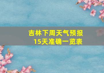 吉林下周天气预报15天准确一览表