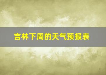 吉林下周的天气预报表