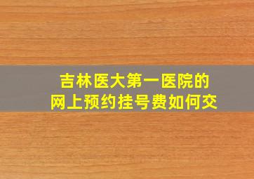 吉林医大第一医院的网上预约挂号费如何交