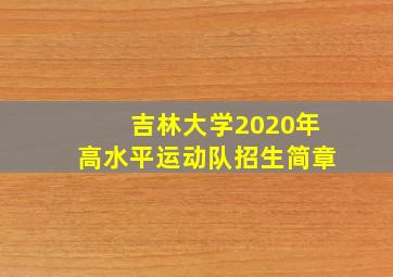 吉林大学2020年高水平运动队招生简章