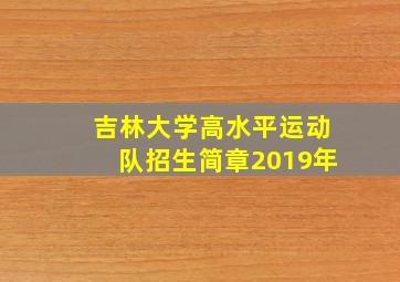 吉林大学高水平运动队招生简章2019年