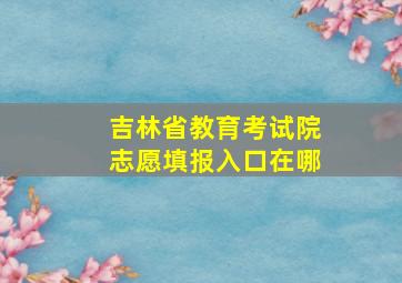 吉林省教育考试院志愿填报入口在哪