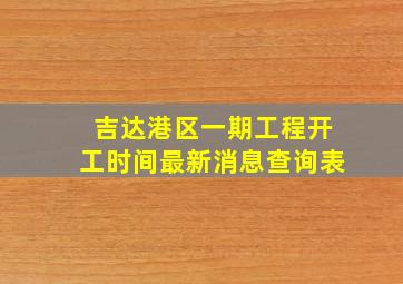 吉达港区一期工程开工时间最新消息查询表