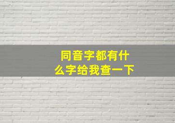 同音字都有什么字给我查一下