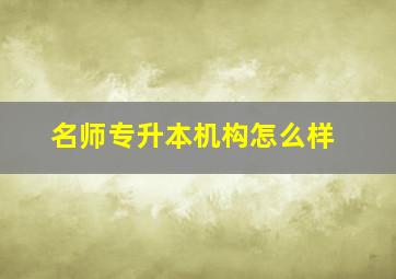 名师专升本机构怎么样