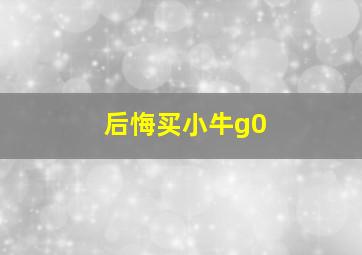 后悔买小牛g0