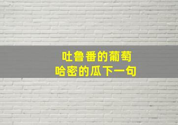 吐鲁番的葡萄哈密的瓜下一句